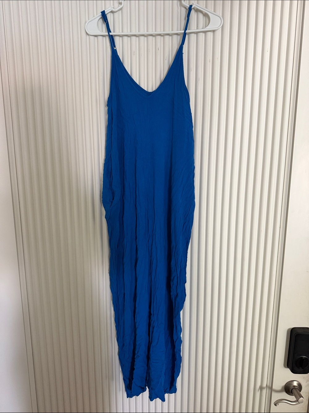 lovestitch Cobalt Blue V-Neck Spaghetti Strap Maxi Dress